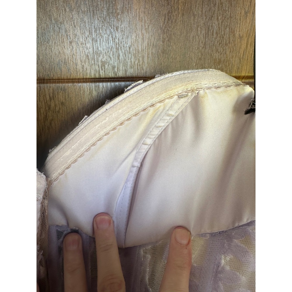 Alyce Paris Lilac Tulle Ruffle Ball Prom Gown Strapless Lace Corset Dress SZ 0 - Picture 11 of 12